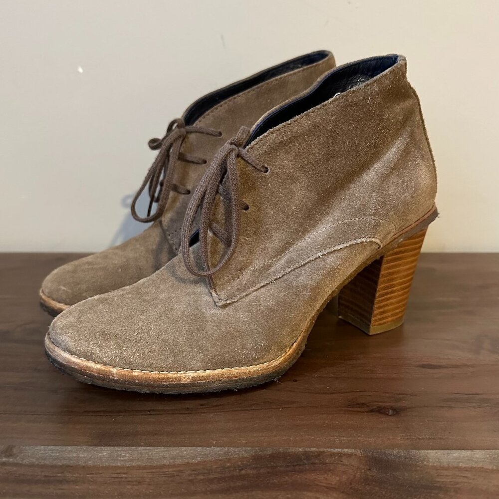 Castañer Suede Lace-Up Ankle Boots • Chunky Stacked Heel • Women’s size 37